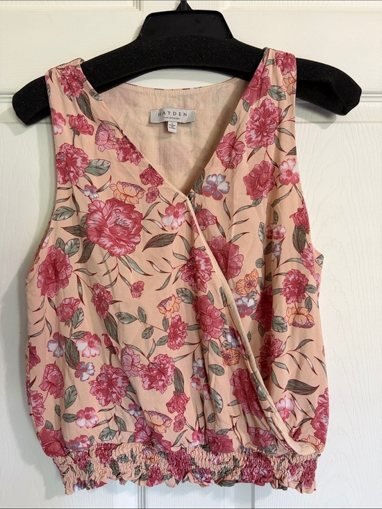 Hayden Tops - Hayden Beige-Pink Floral Surplice Camisole